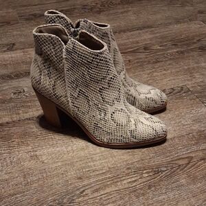 Maurices Beige Snakeskin Ankle Booties